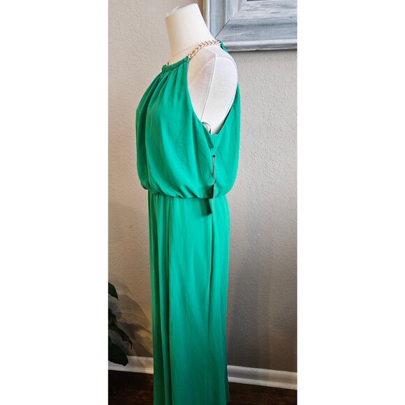 NWT Vince Camuto Women's Chain-Trim Blouson Halter Gown Maxi Dress Size 8 Green - Picture 4 of 10